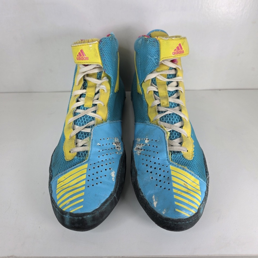 2012 Adidas Adizero Sydney Rare Wrestling Shoes Size 9 Teal Boxing MMA No Zipper - Picture 2 of 8